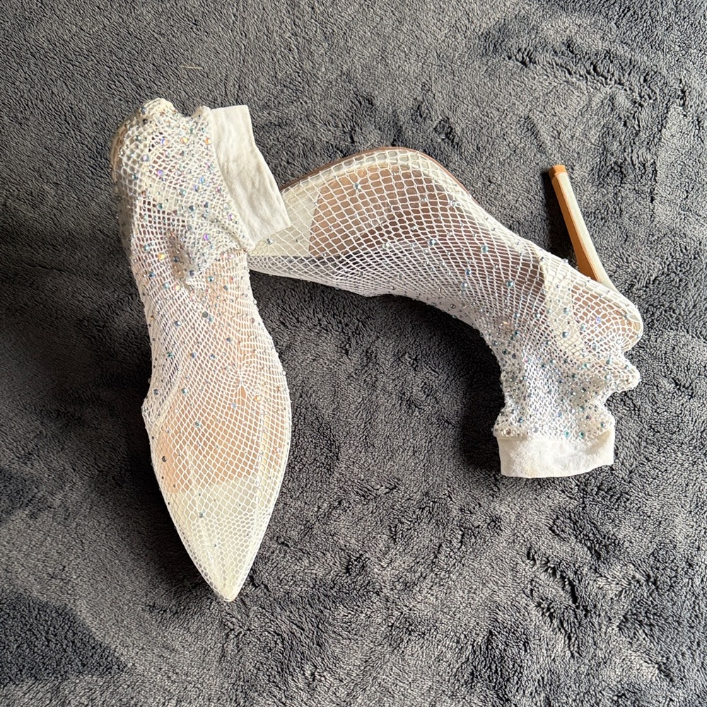 Fashion Nova White Glitter Heels